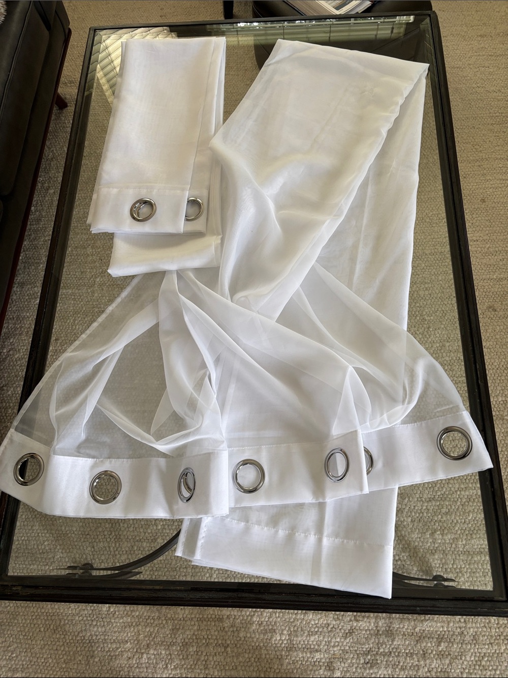 White Sheer Grommet Window Curtain Panel - Unbranded 54”W x 94”L